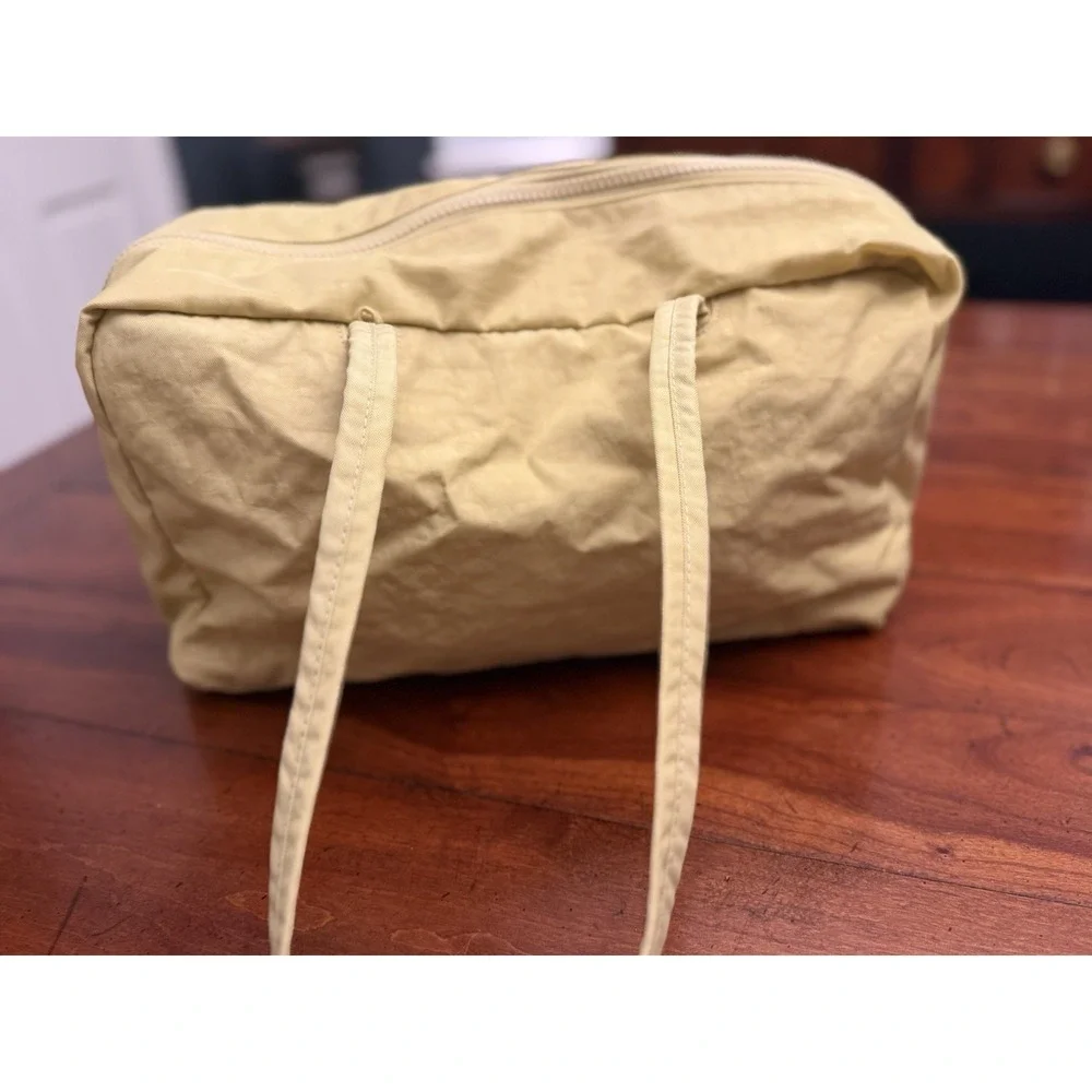 BAGGU Recycled Nylon Bowler Bag Shoulder Tote Pale Yellow Butter Custard Slouchy